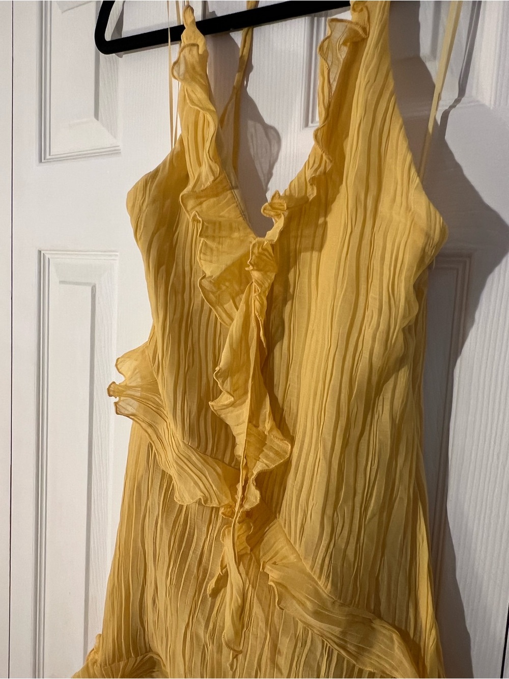 ZARA Asymmetrical Yellow dress with pleats and ruffles S NWT - Picture 11 of 15